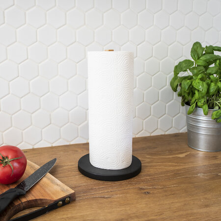 Oslo - suport pentru prosoape de hârtie, Negru/maro - fotografie 1