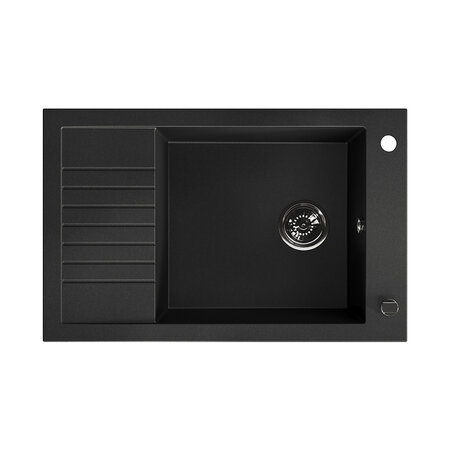Pionier - Granitspüle 1 Becken mit kurzer Abtropffläche, Schwarz - Foto 1