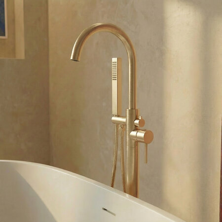 Pola - Badewannenarmatur stehend, Gebürstetes Gold - Foto 1