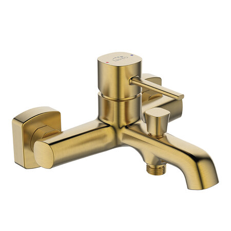 Pola - wall-mounted bath mixer without shower set, Brushed gold - photo 1
