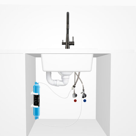 Riveco - baterie pentru chiuvetă cu pipă flexibilă + filtru de mineralizare, Grafit - fotografie 2