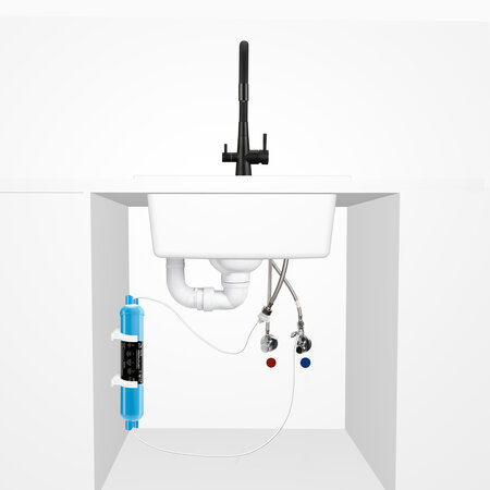 Riveco - bateria zlewozmywakowa z elastyczną wylewką + filtr mineralizujący, Czarne - zdjęcie 7