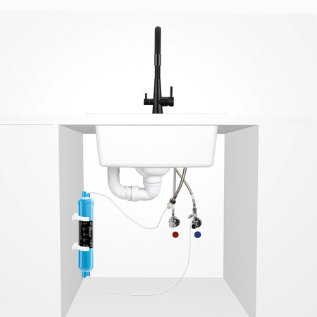 Riveco - bateria zlewozmywakowa z elastyczną wylewką + filtr zmiękczający, Czarne - zdjęcie 5