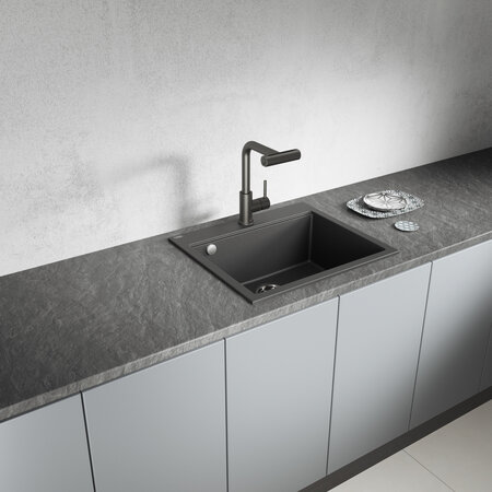 Tau - granite sink – 1 bowl, Black - photo 1