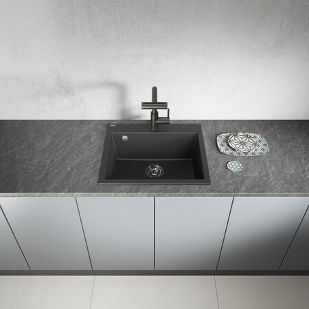 Tau - granite sink – 1 bowl, Black - photo 2