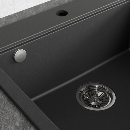 Tau - granite sink – 1 bowl, Black - photo 4