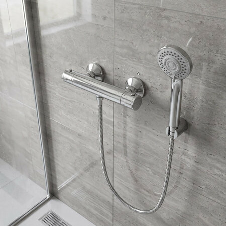 Termico - wall-mounted thermostatic shower mixer, Chrome - photo 2