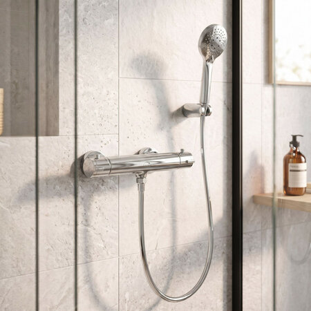 Termico - wall-mounted thermostatic shower mixer, Chrome - photo 1