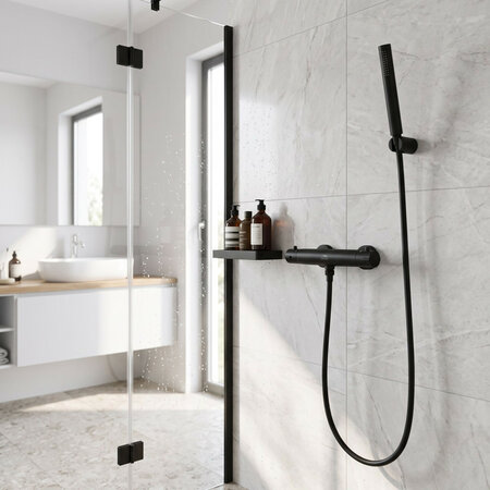 Termico - wall-mounted thermostatic shower mixer, Black - photo 3