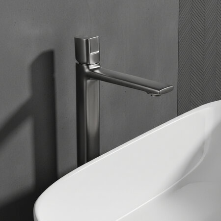 Tores - Waschtisch-Aufsatzarmatur stehend mit Stöpsel, Graphit - Foto 1