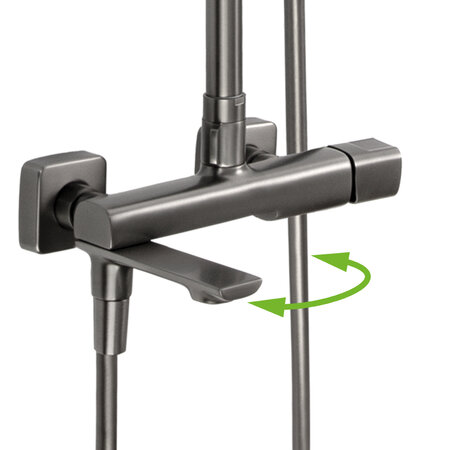 Tores - kolumna natryskowa z baterią, Grafit - zdjęcie 1