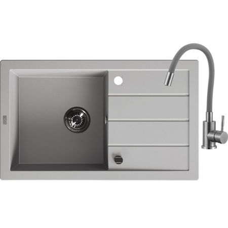 Trzynastka - 1-bowl sink with drainer and mixer tap, Grey - photo 1