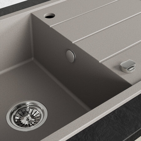 Wolin - granite sink - 1 bowl with a drainer, Beige - photo 3