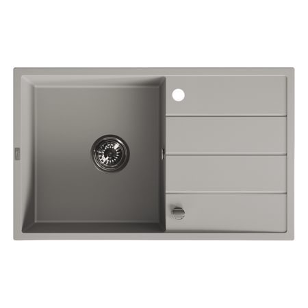 Wolin - granite sink - 1 bowl with a drainer, Grey - photo 1