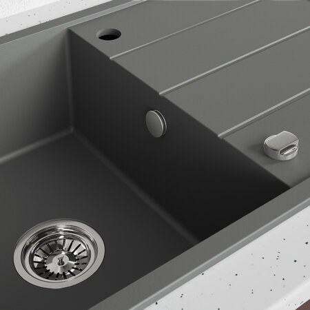 Wolin - granite sink - 1 bowl with a drainer,  - photo 3