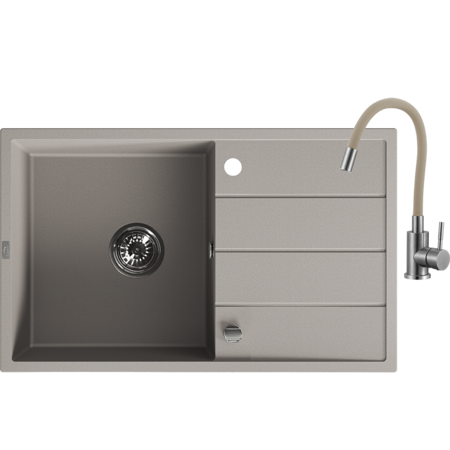 Wolin - spüle 1 Becken mit Abtropffläche mit armatur, Beige - Foto 1