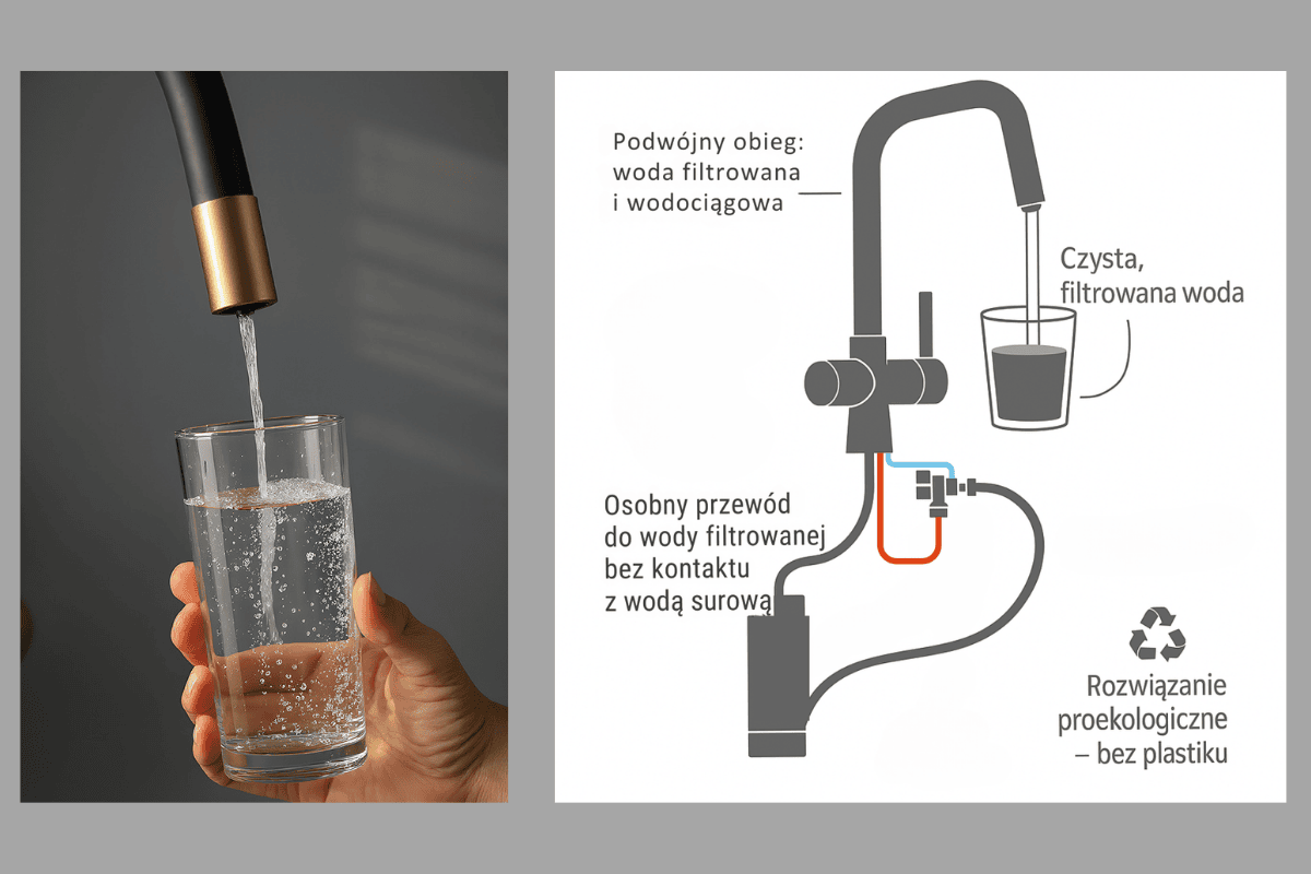 bateria z filtrem do wody - schemat podłączenia filtra