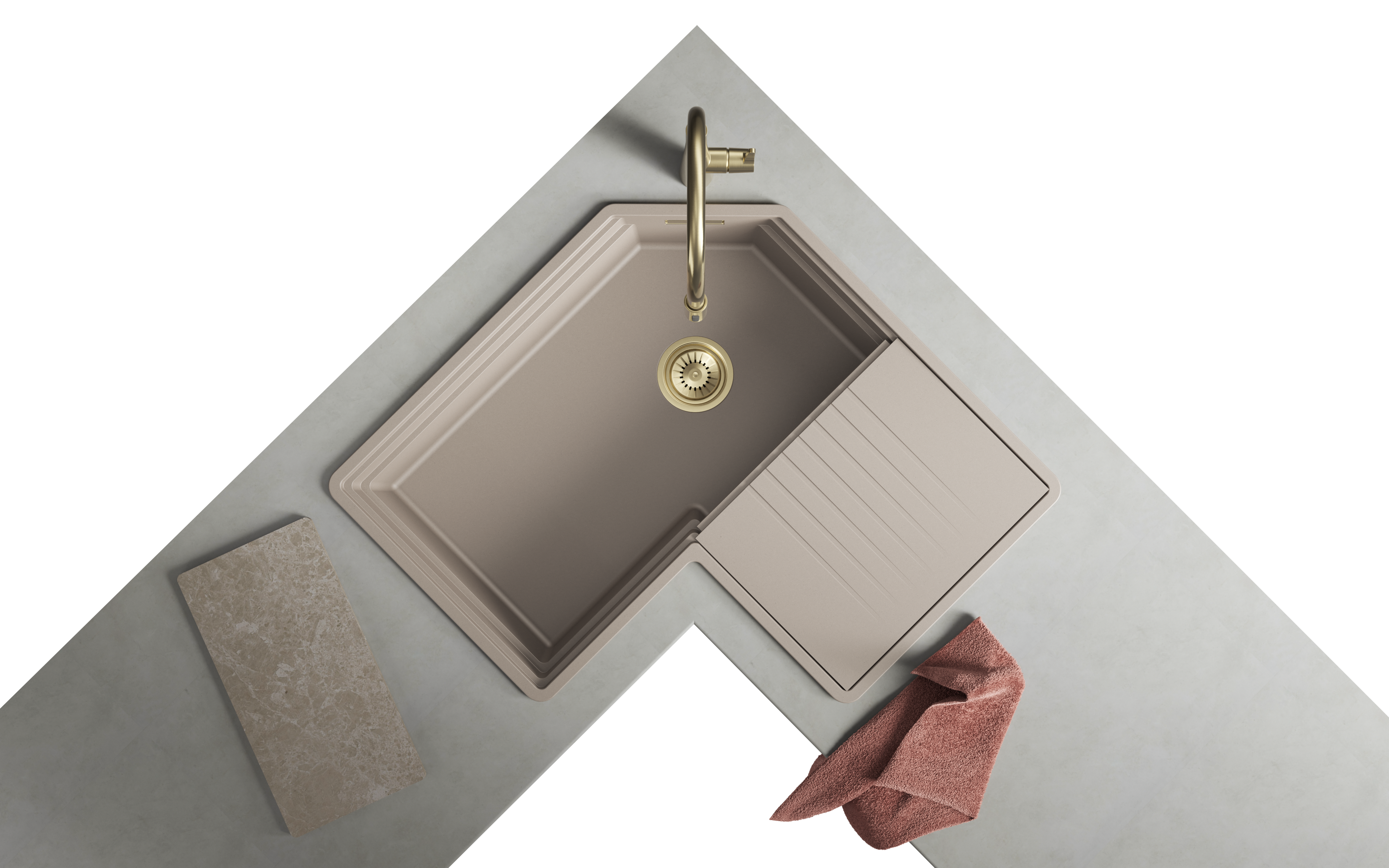 zlewozmywak granitowy beżowy narożny